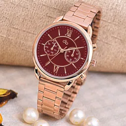 DressBerry Women Dial & Stainless Steel Bracelet Style Straps Analogue Watch HOBDB-275-RG-30