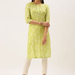 HRITIKA Women Keyhole Neck Flared Sleeves Handloom Kurta-image-37