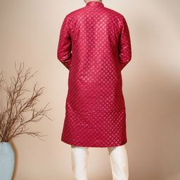 AHLAN APPARELS Men Embroidered Regular Sequinned Dupion Silk Kurta with Pyjamas image 5