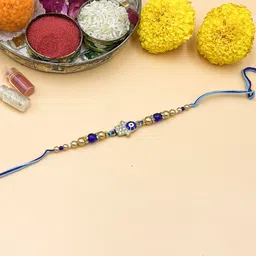 Sangria Kundan Studded & Beaded Evil Hand Bhaiya Bhabhi Rakhis With Roli Chawal-image-58