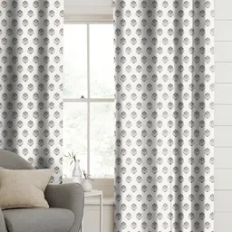 CASABLEU Brown Set of 2 Geometric Room Darkening Door Curtain-image-99