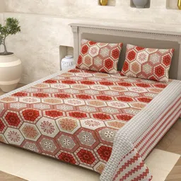 Homez Sparrow Elegant Selection 210 TC Pure Cotton Queen Bedsheet Set-2.20 m x 2.65 m-image-64