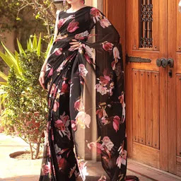 BAESD Floral Printed Pure Georgette Saree-11