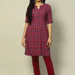 Rangriti Women Geometric Printed Flared Sleeves Thread Work Kurta-image-21