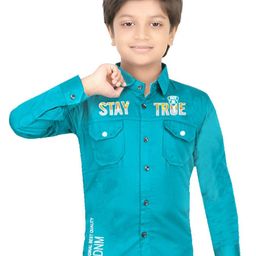 BAESD Boys Classic Fit Typography Printed Spread Collar Cotton Casual Shirt-image-98
