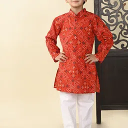 Superminis Boys Bandhani Printed Regular Pure Cotton Kurta with Pyjamas-12