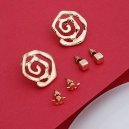 Stoln Set Of 3 Gold-Plated Square Studs-2