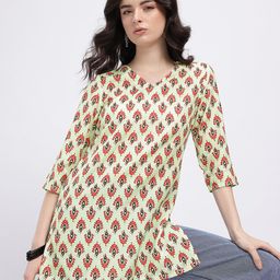Anouk Rustic Ethnic Motifs Printed V-Neck Straight Kurti-picture-21
