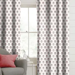 CASABLEU Red Set of 2 Geometric Room Darkening Door Curtain-23