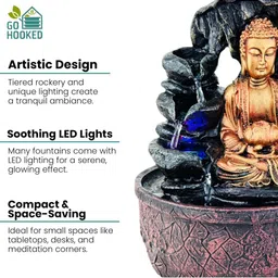 Go Hooked Lord Buddha Waterfall Fountain With LED Lights & Adjustable Water Flow image 4