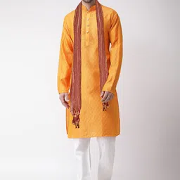 SG LEMAN Men Regular Silk Georgette Kurta with Pyjamas & With Dupatta image 1