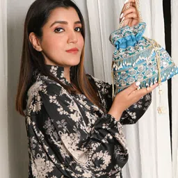 ODETTE Embellished Beads And Stones Work Potli Clutch-21