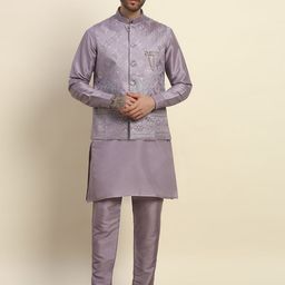 Pro-Ethic STYLE DEVELOPER Cotton Silk Straight Kurta With Trousers & Jacket-picture-9