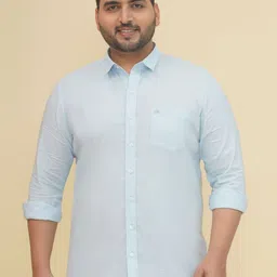 John PrideMen Plus Size Regular Fit Spread Collar Textured Cotton Casual Shirt-image-81