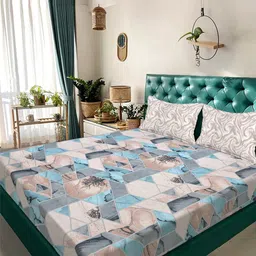 KLOTTHE Multicoloured 300 TC Polycotton Fine King Bedsheets-picture-17