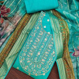 Blissta Floral Embroidered Sequinned Unstitched Dress Material-image-42
