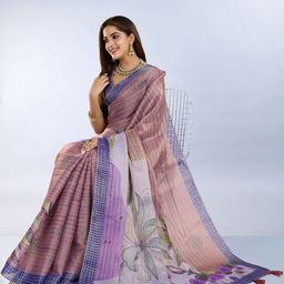 Mitera Floral Zari Art Silk Block Print Saree-picture-44