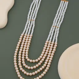 GC PREMIUM JEWELLERY Men Gold-Plated Artificial Pearls Beaded Layered Necklace-picture-0
