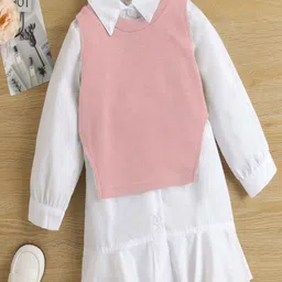 YK Girls Shirt Collar Drop-Waist Knee Length Dress-51
