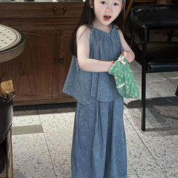 LULU & SKY Girls Halter Neck Pure Cotton Top With Palazzo-picture-21