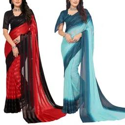 Moda Rapido Set of 2 Striped Satin Saree-picture-34
