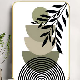 SAF White & Green Leaf Design Wooden Botanical Wall Painting-33