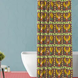 ArtzFolio Grey & Yellow Printed Waterproof Shower Curtain-12