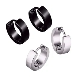 Teeragaj Unisex Set Of 2 Stainless Steel Circular Shaped Hoop Earrings-picture-32