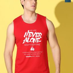 WOOSTRO Pack Of 2 Printed Combed Cotton Gym Vests VWS26(ALONE RED)(RUN PEACOCK)-image-91