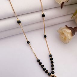 BELLEZA JEWELS Gold-Plated Artificial Stones Studded & Beaded Mangalsutra-51