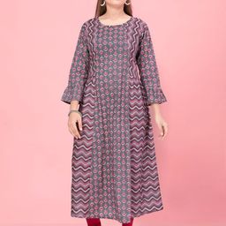 BAESD Girls Geometric Flared Sleeves Gotta Patti Anarkali Kurta-image-12