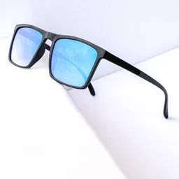 Jiebo Men Blue Lens & Black Rectangle Sunglasses with-picture-25