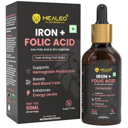 Healeo Nutrition Iron + Folic Acid Liquid Iron With Zinc - 50 ml-35