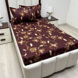 Pure Decor Lounge Fur Brown Printed 250 TC Pure Cotton Single Bedsheet Set 2.36 m x 1.73 m-image-89