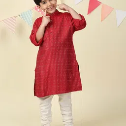 Fabindia Boys Woven Design Band Collar Straight Kurta-picture-9