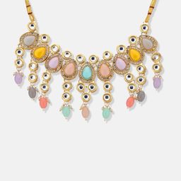 Anouk Gold Plated & Multi Kundan Stone Studded jewellery set with maangtikka image 3