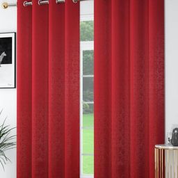 Banchmark Home Furnishings Maroon & Grey Set of 2 Ethnic Motifs Black Out Long Door Curtain-12