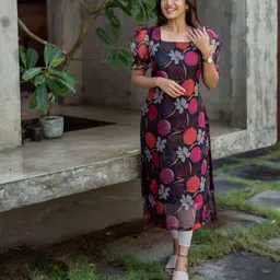 BINDUDI Women Floral Printed Square Neck Straight Kurta-picture-55