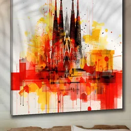 Myntra Elegant Homes Red & Yellow Abstract Canvas Wall Art-9