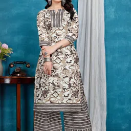 ZELZIS Women Floral Printed Regular Pure Cotton Kurta with Palazzos-picture-12