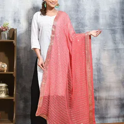 swatika Embroidered Leheriya Dupatta with Sequinned-17