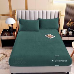 ohello Teal King Bedsheet with 2 Pillow Covers-19