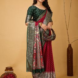 DIVASTRI Polka Dot Printed Zari Saree image 2