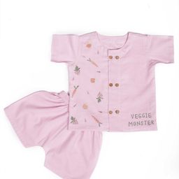 Bhaakur Kids Embroidered Pure Cotton Shirt With Short-image-2