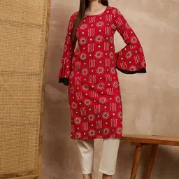 HERE&NOW Women Bandhani Printed Flared Sleeves Kurta-picture-3