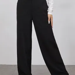 BUY NEW TREND Women Relaxed High-Rise Wrinkle Free Wide Leg Trousers-image-66
