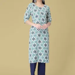 7Threads Selection Of 6 Geometric Printed Round Neck Straight Kurtas-image-41