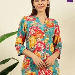 THE FAB FACTORY Women Pack Of 2 Floral Printed Mandarin Collar Top-picture-23