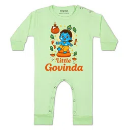 Arvesa Kids-Unisex Green Cotton Rompers-picture-37