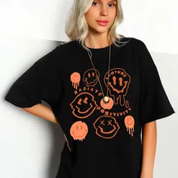 Leotude Men Graphic Printed Round Neck Oversized T-shirt-image-3